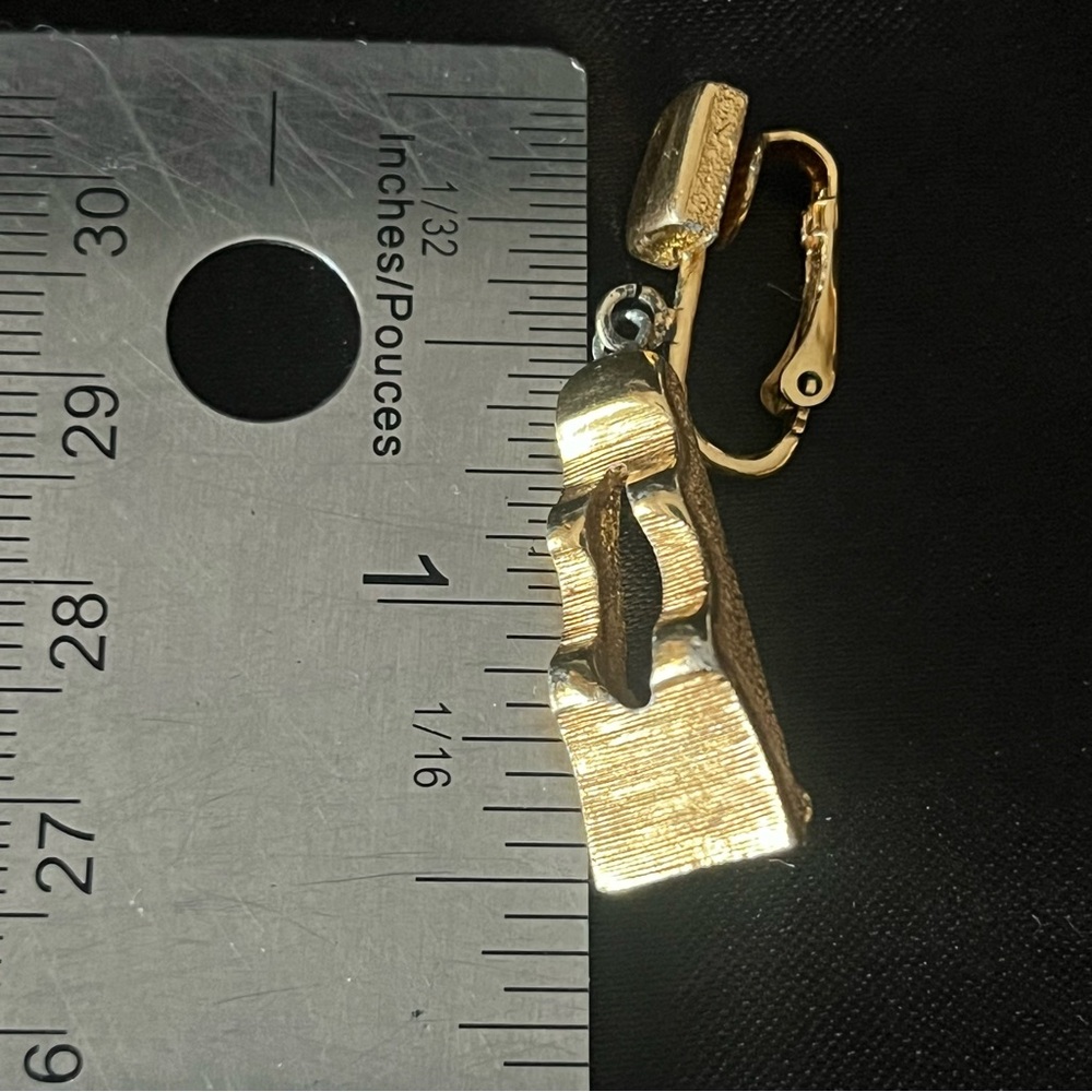 Vintage D'Orlan Gold Tone Clip On Dangle Earrings - Picture 7 of 7